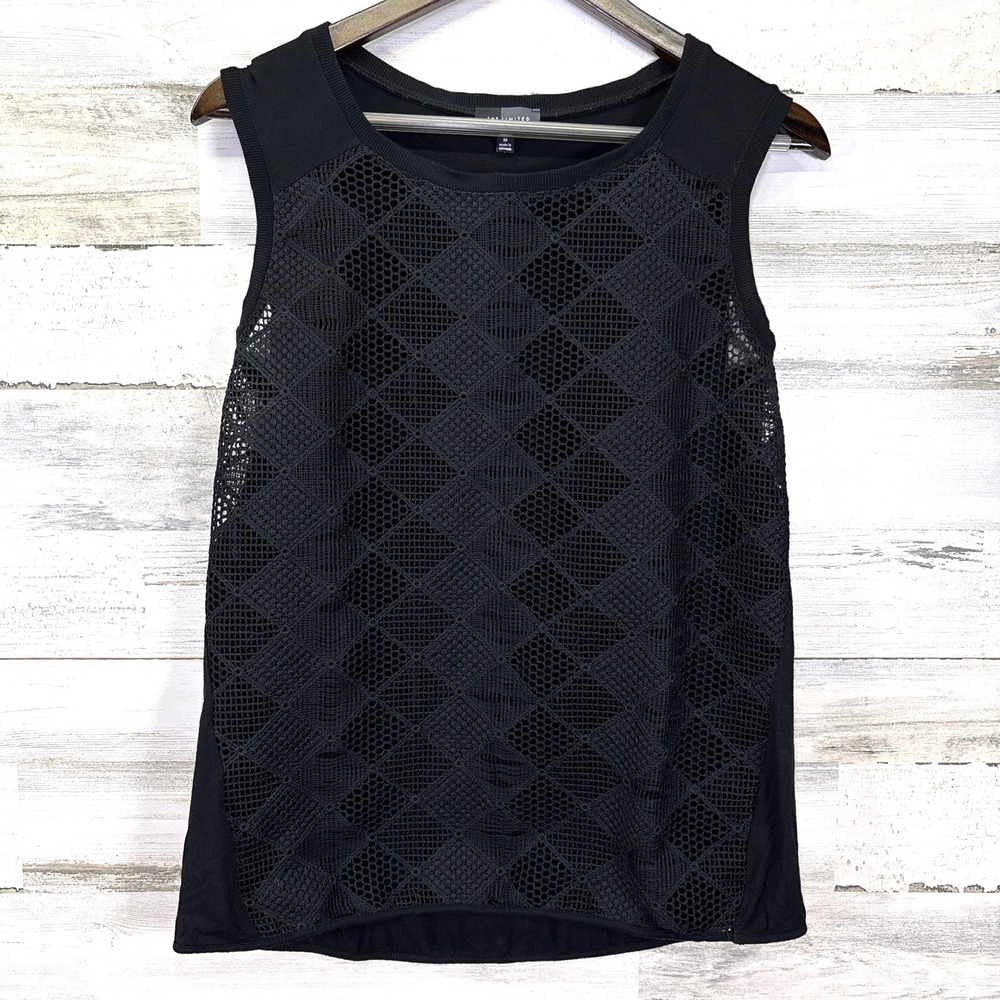 The Limited Womens Black Sheer Mesh Front Sleeveless Tank Top Shirt Size M